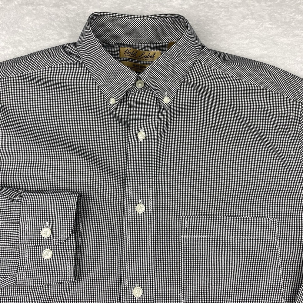 Roundtree & Yorke‎ Gold Label Shirt Mens Medium Black/White Checks Non Iron